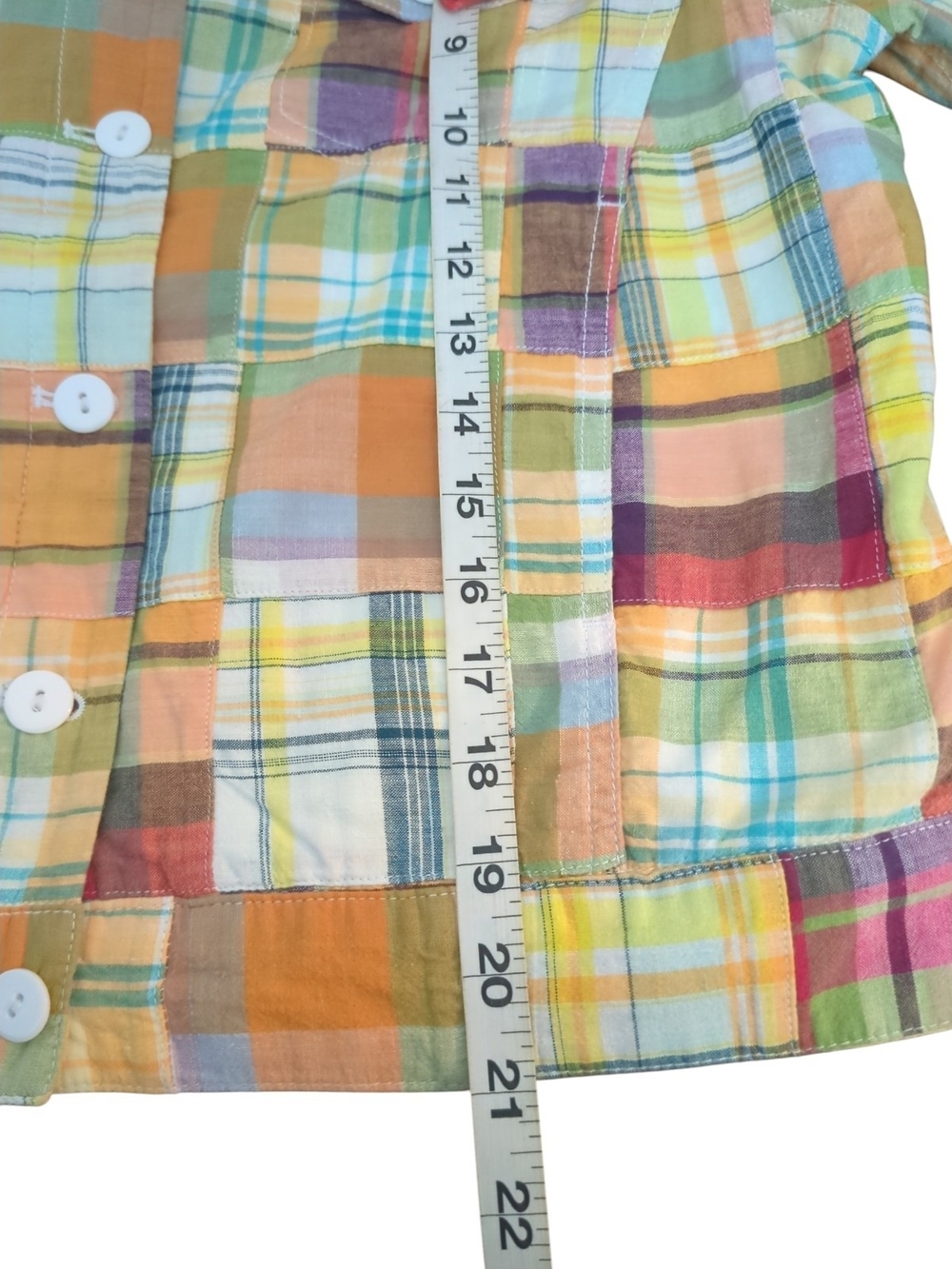 Vtg Pendleton Med Y2K Cotton Madras Plaid Patchwork Utility Cropped Jacket Boho - Picture 7 of 9